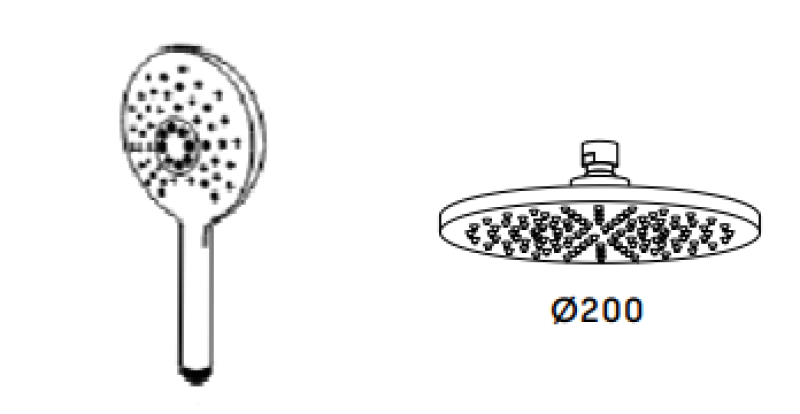 Waterevolution Flow mitigeur thermostatique de douche à trois voies avec douche de tête et douchette ronde chromée T131TNR01