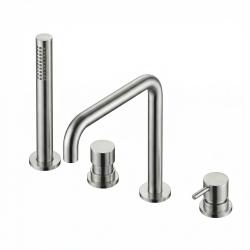 Waterevolution Flow robinet de bain à 4 trous pour montage sur le bord de la baignoire entièrement en inox H T138HIE