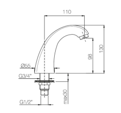 PB Pedal Line bec de robinet chromé pour comptoir ou lavabo 1208969732