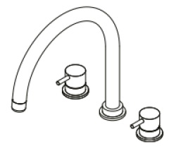 Waterevolution Flow robinet de cuisine à 3 trous avec bec pivotant et connexion pour eau filtrée en cuivre T152UCPE