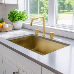 Waterevolution Flow 3-gats haakse keukenmengkraan met draaibare uitloop en gefilterd water aansluiting messing T152HLE