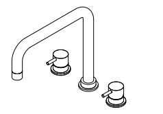 Waterevolution Flow mitigeur de cuisine à 3 trous avec bec pivotant et connexion pour eau filtrée gun metal T152HGME