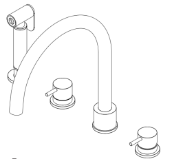 Waterevolution Flow mitigeur de cuisine à 4 trous avec douchette extractible en chrome T153U01