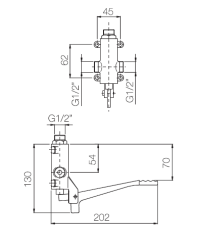 Ligne de pédale PB Robinet mitigeur double pédale chromé pour montage au sol 1208969756