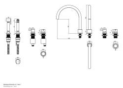 Waterevolution Flow mitigeur de cuisine à 4 trous avec douchette extractible en cuivre T153UCPE