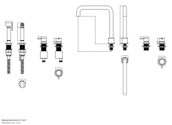 Révolution de l'eau Flow mitigeur de cuisine à 4 trous avec bec en angle et douchette extractible en cuivre T153HCPE