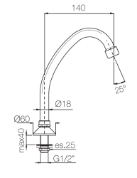 Ligne de pédale PB robinet bec chromé pour le plan de travail ou le dessus de lavabo 1208969771