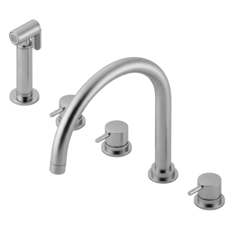 Waterevolution Flow 5-hole kitchen mixer tap with pull-out spray and filtered water connection Stainless Steel T154UIE