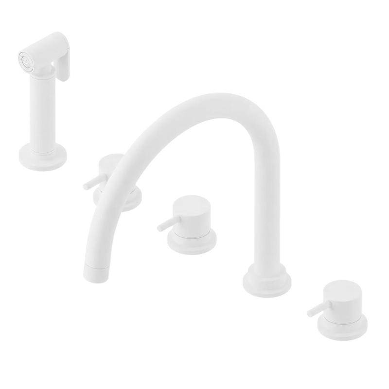 Waterevolution Flow robinet de cuisine à 5 trous avec douchette extractible et raccordement pour eau filtrée blanc T154UBR