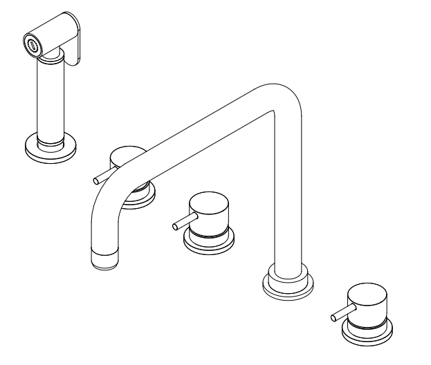 Waterevolution Flow mitigeur de cuisine à 5 trous avec douchette extractible et raccordement pour eau filtrée chrome T154H01