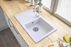 Graniteland Liri Granit Blanc évier avec égouttoir 765x448 mm 1208969990
