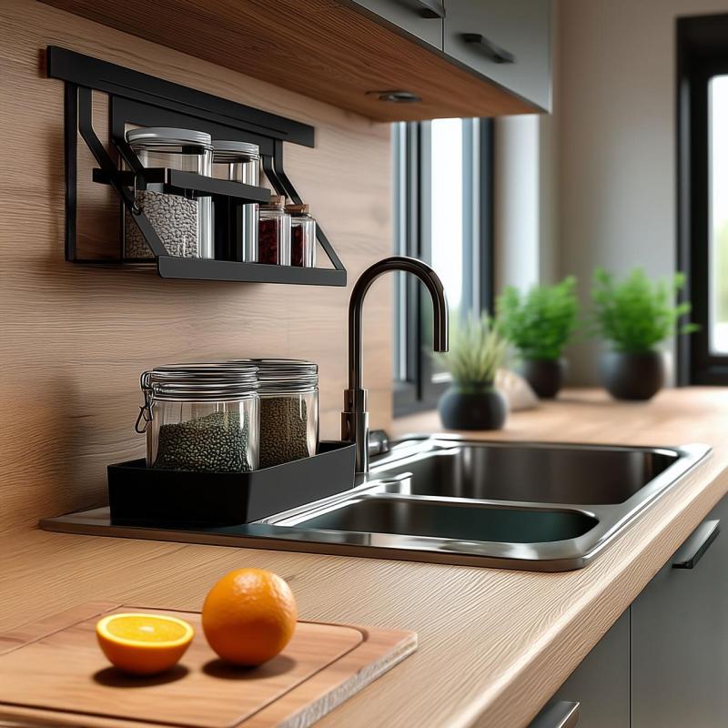 Epka Luxion Ensemble de Rails de Cuisine 60 cm avec Accessoires Métal avec Fixation Invisible Noir 1208969993