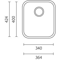 Évier en acier inoxydable Banka IB3440 34 x 40 cm sous-plan 1208970046