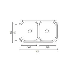 Évier double encastrable Banka Halifax RVS 80x45 cm 1208970060