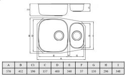 Évier encastré Banka Alaska en acier inoxydable 1,5 bac 524 x 400 mm 1208970064