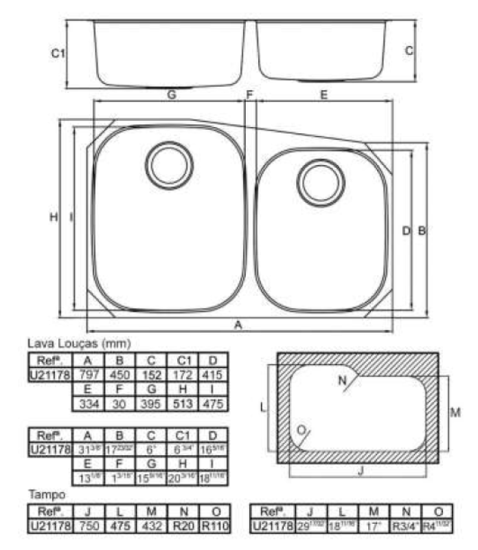 Banka Princess Évier double en acier inoxydable à encastrer 750 x 475 mm 1208970067