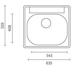 Évier Banka Detroit en acier inoxydable 635 x 559 mm à encastrer avec trou pour robinet 1208970077