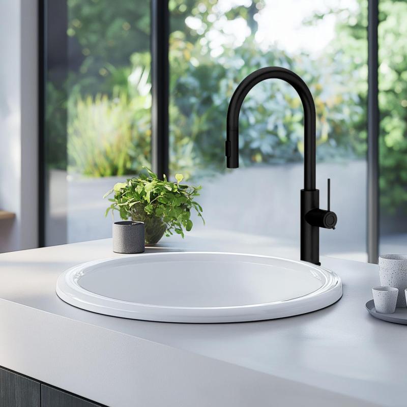 Ausmann Ceramic Brook lavabo rond en céramique blanche à poser 1208970092