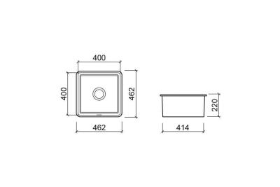 Ausmann Ceramic Ember Évier Carré en Céramique Blanc de Surface et Sous-Montage 40 x 40 cm avec Bouchon en Acier Inoxydable 1208970094