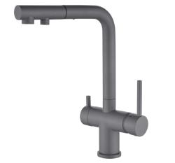 Mitigeur de cuisine à 3 voies Ausmann Ellington avec bec rétractable et eau filtrée – Gris – 1208970494