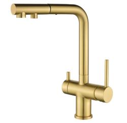 Ausmann Ellington Mitigeur de Cuisine à 3 Voies avec Bec Rétractable et Eau Filtrée – Or – 1208970498