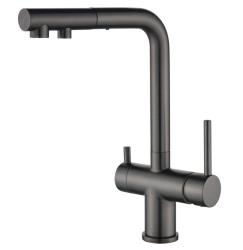 Mitigeur de cuisine Ausmann Ellington à 3 voies avec bec rétractable et eau filtrée – Gun metal – 1208970499