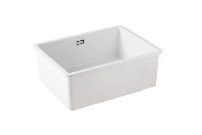 Ausmann Ceramic Ember Évier en céramique blanc - Montage en surface et sous plan 54 x 40 cm avec bouchon en inox 1208970508