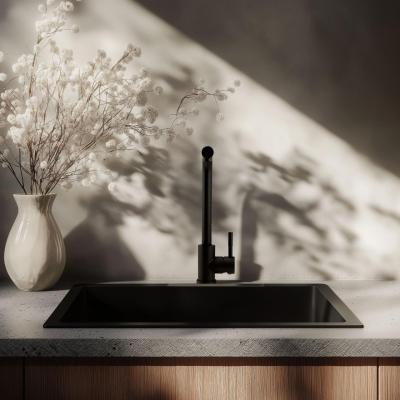 Ausmann Ceramic Ember Évier en céramique Mat Noir - Montage en surface et sous plan 54 x 40 cm avec bouchon en inox 1208970511