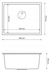 Graniteland Solo Évier en granite gris encastré 42x34 cm avec bonde en inox 1208970569