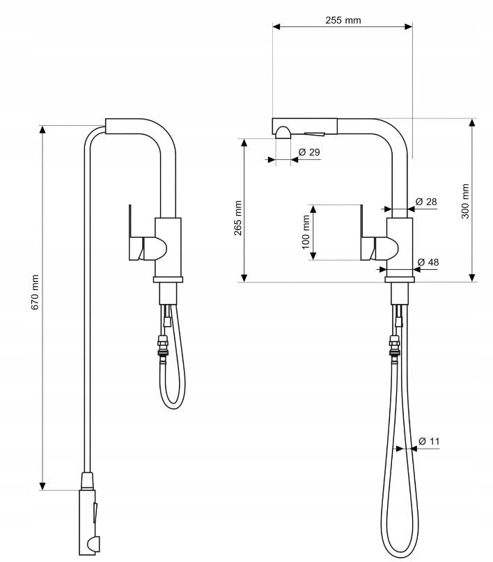 Robinet de cuisine Graniteland Celeste gris avec bec extractible et douchette à double fonction 1208970663