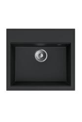 Dura Stretto Évier en Quartz Noir Monté 56x51 cm avec Bouchon en acier inoxydable et Trou pour Robinet 1208970690