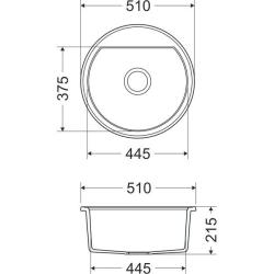 Cuve ronde en quartz blanc Dura Stretto à poser de 51 cm avec bonde en acier inoxydable et 1 trou de robinet 1208970691.