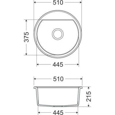 Cuve ronde en quartz blanc Dura Stretto à poser de 51 cm avec bonde en inox et 1 trou de robinet 1208970691.