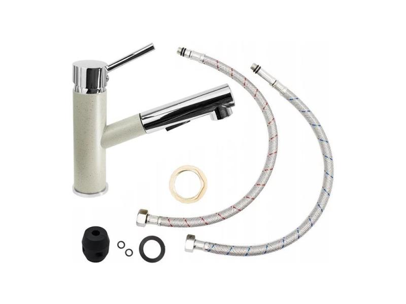 Graniteland Ceres Robinet de cuisine Beige sable avec Bec Extractible et Douchette à Deux Fonctions 1208970708