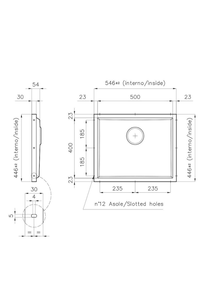 Plaque de fond en acier inoxydable Foster Phantom Base Évier de plan de travail 50x40cm pour encastrement dans céramique, pierre naturelle et surface solide épaisseur 12mm 1208970720.