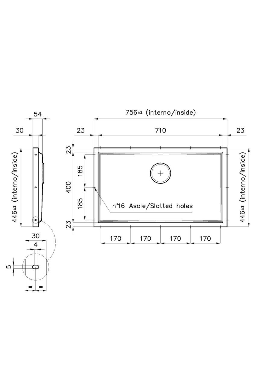 Plaque de base en acier inoxydable Foster Phantom pour évier de plan de travail encastré 71x40cm en céramique, pierre naturelle et surface solide épaisseur 12mm 1208970721.