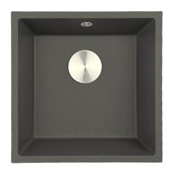 GraniteMy Universel Granite Gris, foncé Évier 40x40 cm Pose en surface, sous plan et à fleur avec Bouchon en acier inoxydable 1208970742