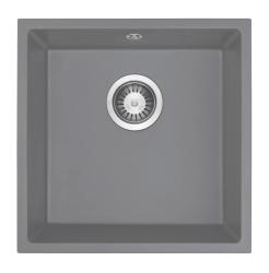 GraniteMy Universel Évier en Granit Gris 40x40 cm Montage En Surface, Sous Comptoir et Encastré avec Bouchon en Acier Inoxydable 1208970743