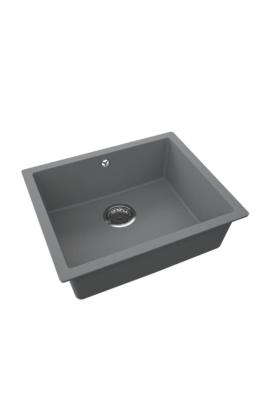 GraniteMy Universal Granite Gris foncé, Évier 50x40 cm, Montage en surface, Sous-montage et Montage à fleur avec Bouchon en inox 1208970744