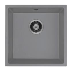 GraniteMy Évier universel en granit gris 40x40 cm Montage en surface, montage sous plan et montage à fleur avec bouchon en métal Gun 1208970750