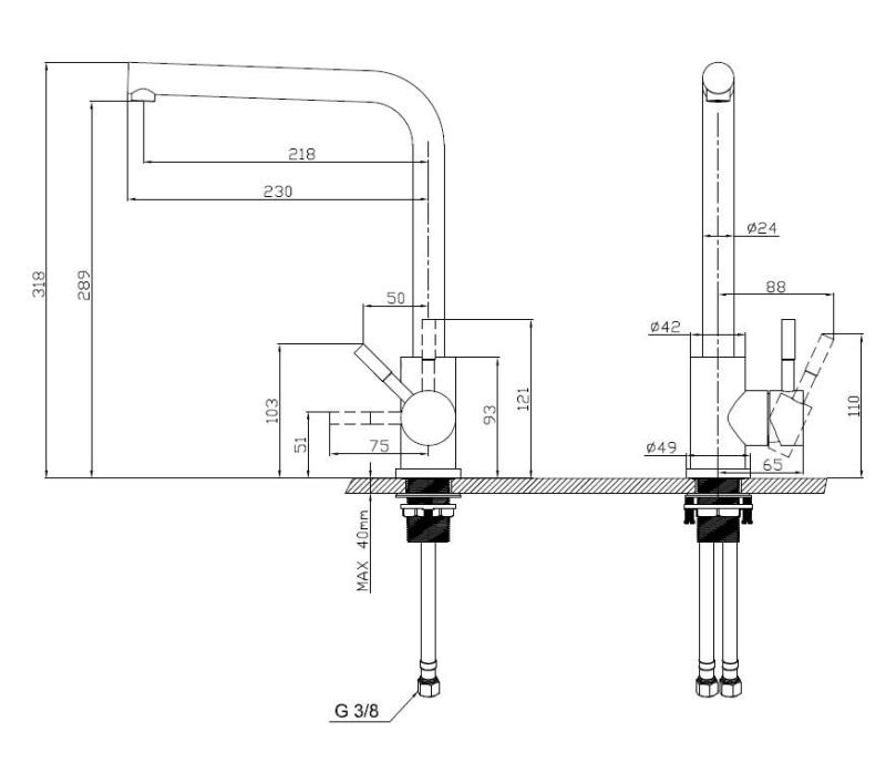 Pure.Sink Prestige Ensemble combiné Évier doré 50x40 cm avec Robinet de cuisine doré 1208970764