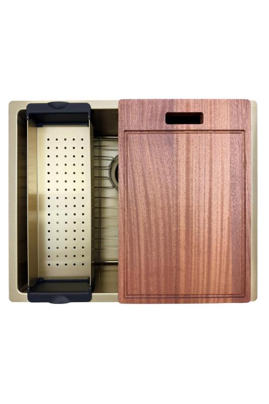 Pure.Sink Prestige Ensemble combiné Évier doré 50x40 cm avec Robinet de cuisine doré 1208970764