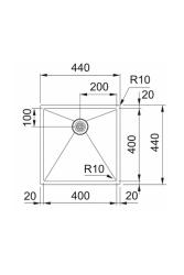 Franke Bolero Plus New R10 BXX 210-40-40 Évier en acier inoxydable Installation à fleur, sous-plan et montage en surface 40x40 cm 127.0728.976