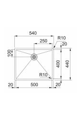 Franke Bolero Plus New R10 BXX 210-50-40 Évier en Inox Installation à fleur, sous-plan et sur plan 50x40 cm 127.0728.977