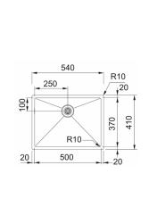 Franke Bolero Plus New R10 BXX 210-50-37 Évier en acier inoxydable pour installation à fleur, sous plan et à poser 50x37 cm 127.0730.521