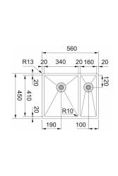 Franke Bolero Plus New R10 BXX 260-34-16 BL 1,5 Évier en acier inoxydable une fois et demie Installation à fleur, sous-plan et en saillie56x45 cm 127.0733.339