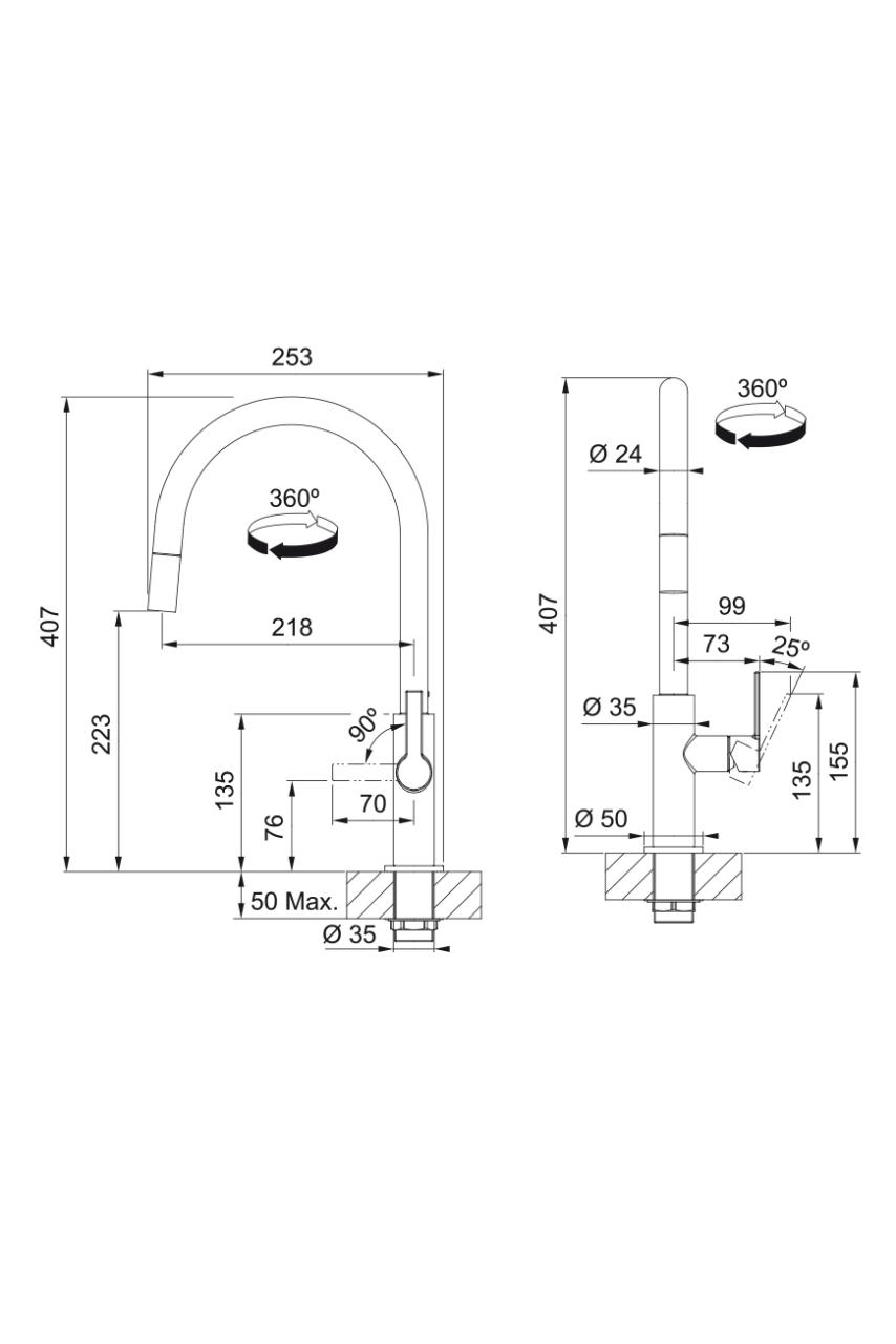 Franke Maris Slim J Robinet de cuisine Chromé avec Bec Extractible 115.0728.388