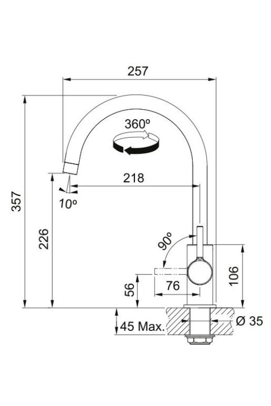 Franke Lina XL Keukenmengkraan Chroom met Draaibare Uitloop 115.0693.228