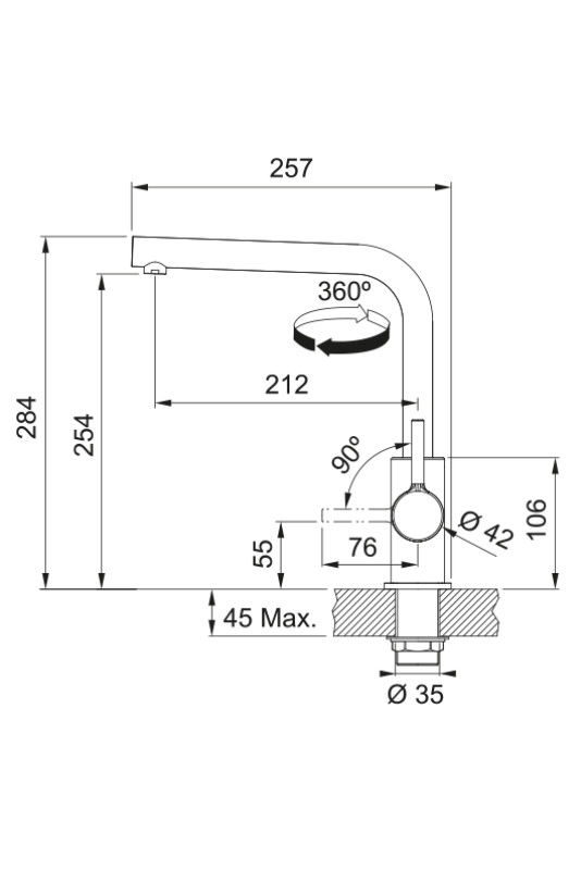 Franke Lina L Keukenkraan Draaibare Uitloop Polar White 115.0728.479