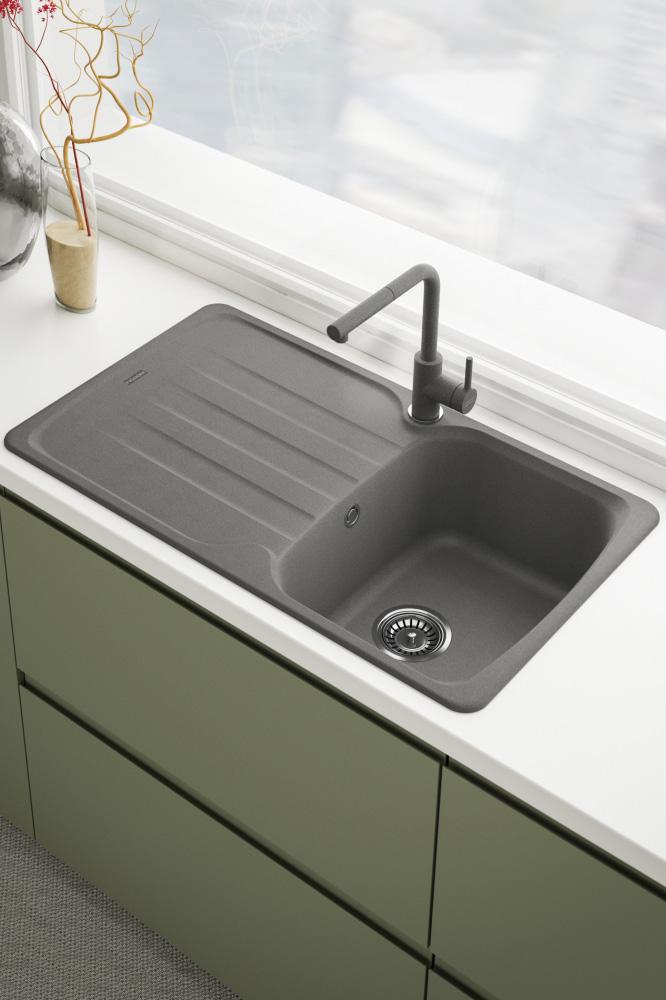 Franke Lina L Robinet de cuisine Stone grey avec Bec Extractible 115.0728.486